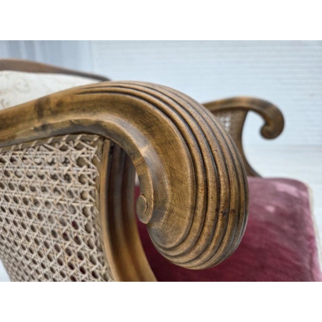 Vintage Danish Chair in Woven Wool and Velour, 1940s For Sale - Image 6 of 18