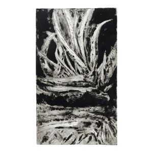 Vintage Abstract Black & Gray Botanical Etching