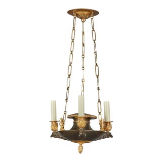 Swedish Empire Gilt and Patinated Bronze Three-Light Hanging Lantern For Sale