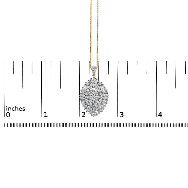 Early 21st Century 14K White and Yellow Gold 2.00 Cttw Diamond Cluster Pear Shaped Pendant Necklace (G-H Color, SI2-I1 Clarity) -20" Inches For Sale - Image 5 of 5