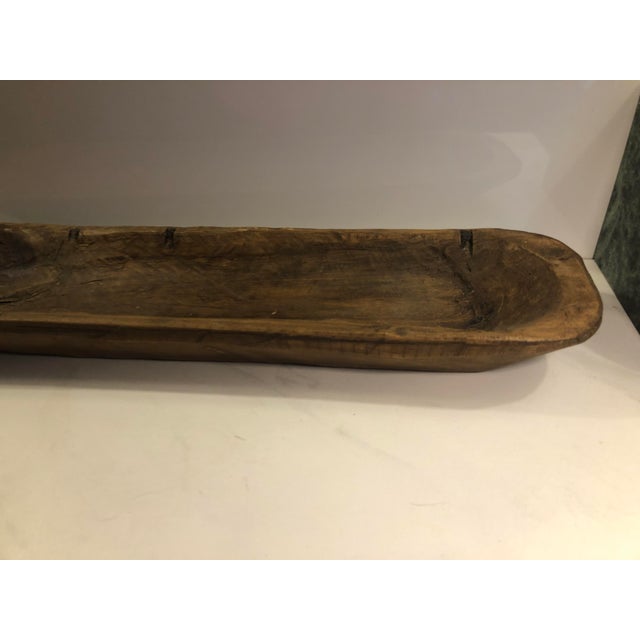 Vintage Wooden Oblong Dough Bowl For Sale - Image 6 of 7