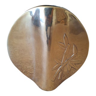 Vintage Brass Circular Vase With Bamboo Design For Sale