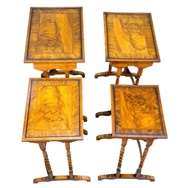 Nesting Coffee Tables in Walnut, 1920, Set of 4 For Sale - Image 3 of 14