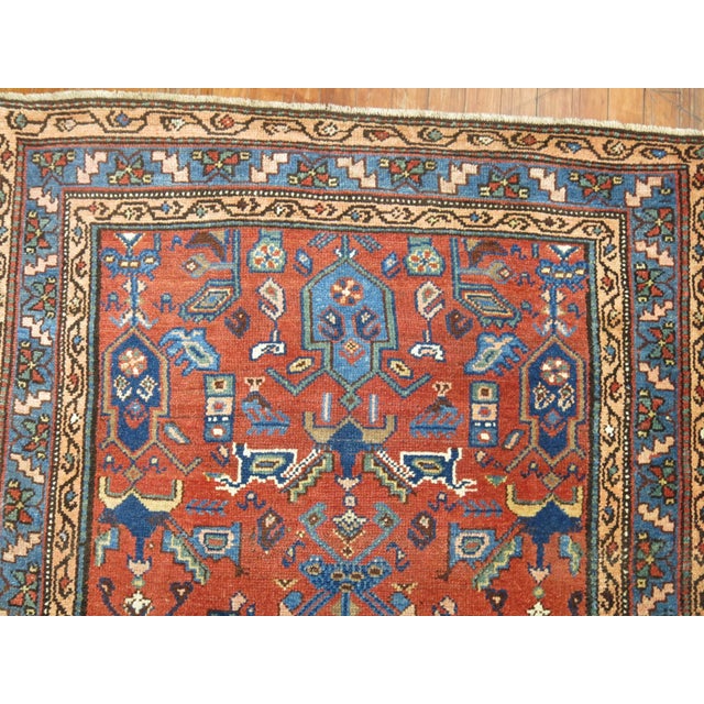 Textile Early 20th Century Rust Salmon Persian Runner - 3'11" x 12'5" For Sale - Image 7 of 9