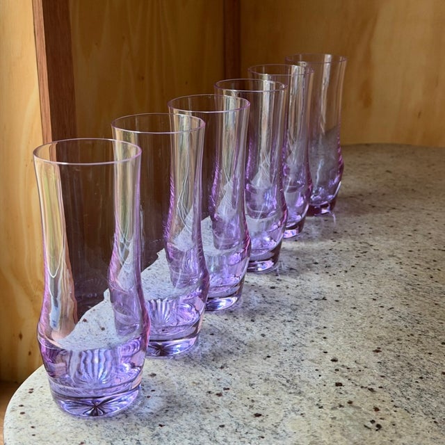 Purple Mid-Century Neodymium Alexandrite Glass Highball Tumblers Set of 6, 1970, Set of 6 For Sale - Image 8 of 13