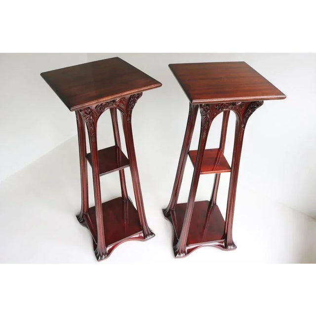 Wood Art Nouveau Plant Stands / Pedestals by Louis Majorelle, France, 1907, Set of 2 For Sale - Image 7 of 13