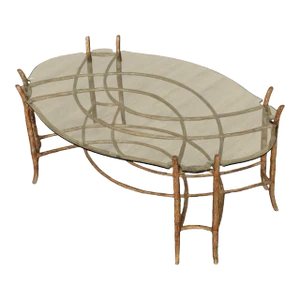 Late 20th Century Glass Top Faux Bois Coffee Table