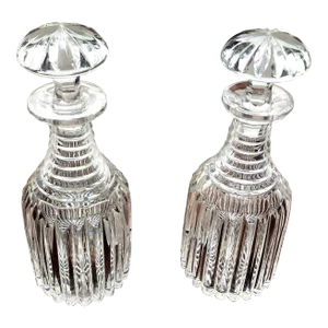 Beautiful Antique William IV English Fine Lead Cut Crystal Spirit Decanters - Pair.