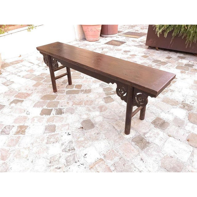 Black Chinese Bench in Solid Wood Built in Interlocking System without Nails, 18th Century For Sale - Image 8 of 18