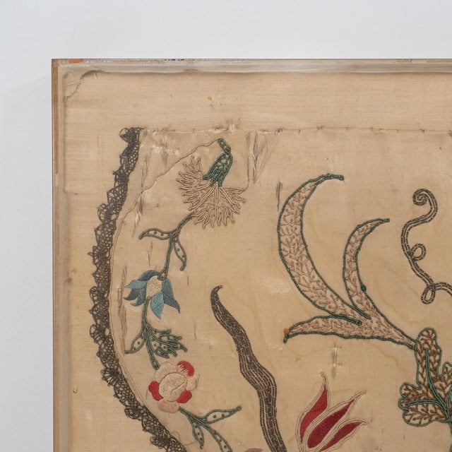 Exceptional 18th century English Georgian needlework apron front, embroidered on silk satin using gold metallic thread....