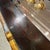 Wood Vintage Dark Wood Console Table With Gold Gilt Draped Valance Detail For Sale - Image 7 of 11