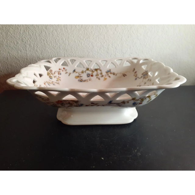 Ceramic Vintage Haviland Limoges France Rectangular Lattice Bowl For Sale - Image 7 of 7