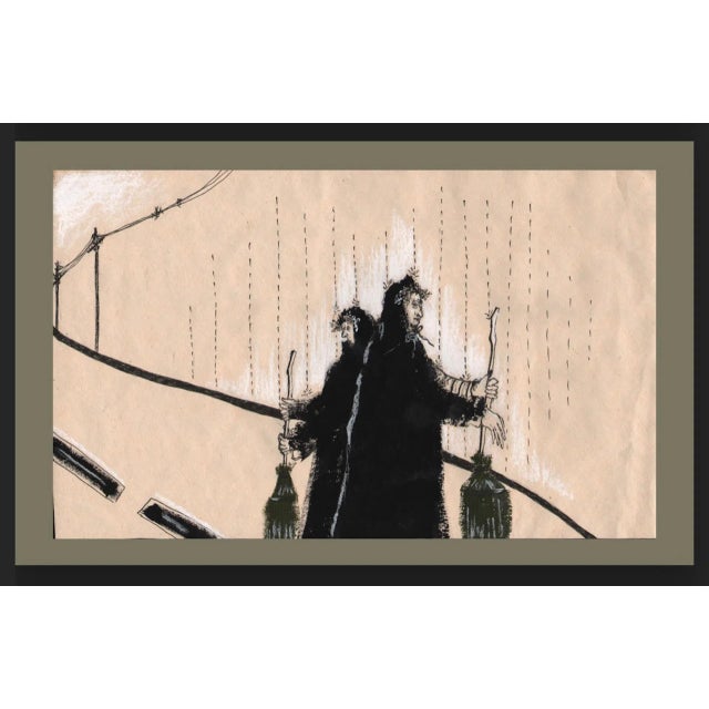 Nina Narimanishvili, Two Women Were Standing, 2019, Ink & Acrylic on Toned Paper, in Flawless conditions. This piece is...