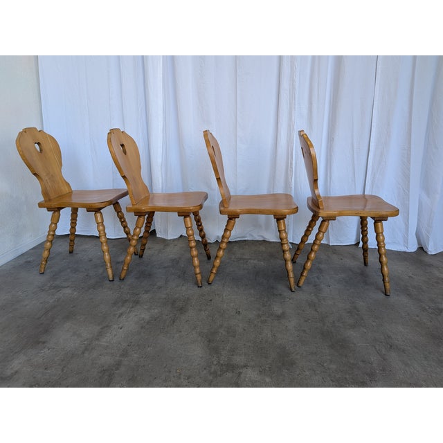 Vintage Tyrolean Farmhouse Heart Cutout Wooden Dining Chairs, 1970s, Set of 4 For Sale - Image 18 of 18