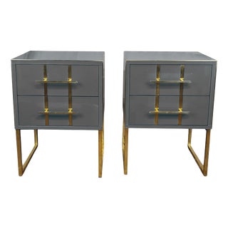 Italian Nightstands with Murano Opaline Glass from Justfurnituress SRL, Set of 2 For Sale