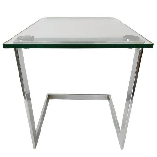 Vintage Postmodern Glass Side Table in Chrome from Gebra, Germany, 1980s For Sale - Image 4 of 6