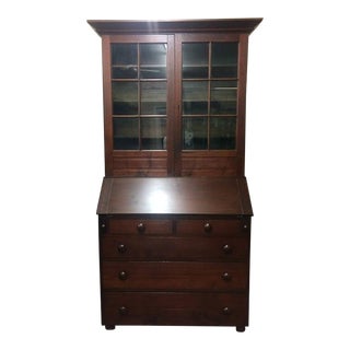 Antique Secretary Desk, Walnut Secretary Desk, Two Piece, Early American Desk For Sale