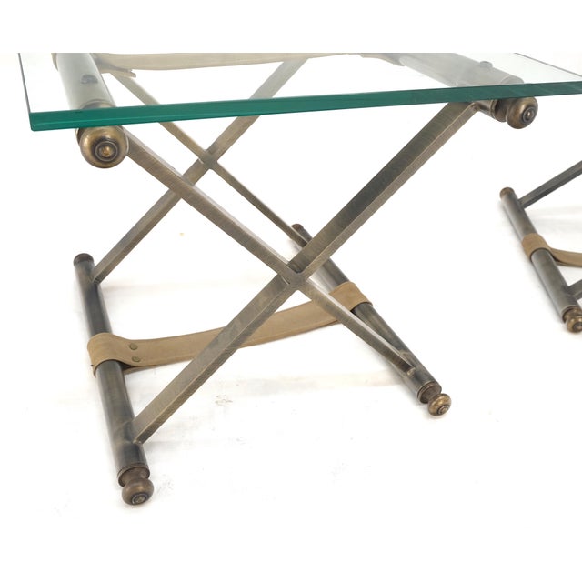 Glass Top X Bases Smoked Chrome End Side Bed Tables Stands DIA - A Pair For Sale - Image 6 of 11