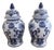 Large Chinoiserie Blue and White Porcelain Ginger Jars, Pair For Sale