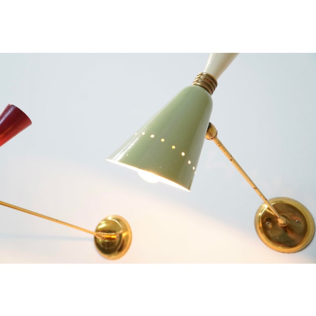 1950s Vintage Italian Diabolo Wall Lamps, 1950s, Set of 2 For Sale - Image 5 of 12