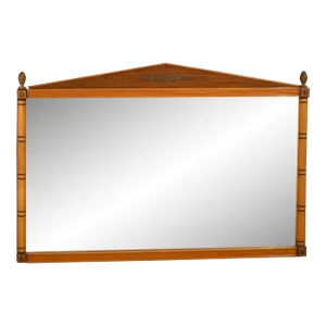 Maple French Regency Style Faux Bamboo Inspired Maple & Brass Wall Mirror Att. To Kittinger