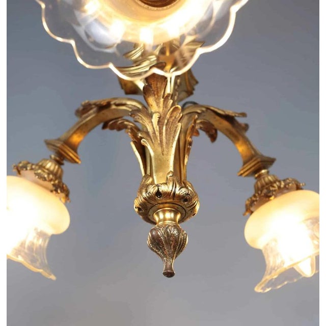Small Antique Gilded Bronze Chandelier For Sale - Image 3 of 9