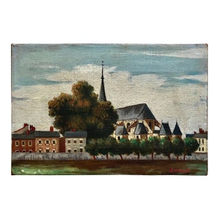 Original Framed French Oil Landscape-Signed-1950's For Sale