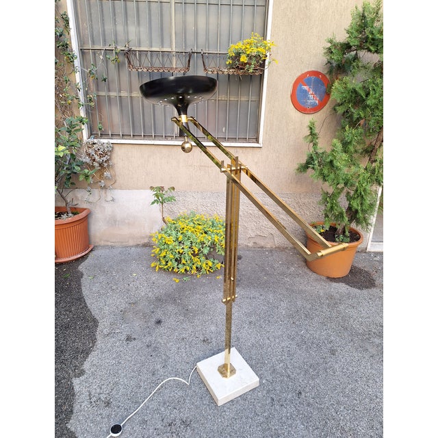 Vintage Tilting Model Floor Lamp in Polished Brass by Fedele Papagni, 1990s For Sale - Image 17 of 18