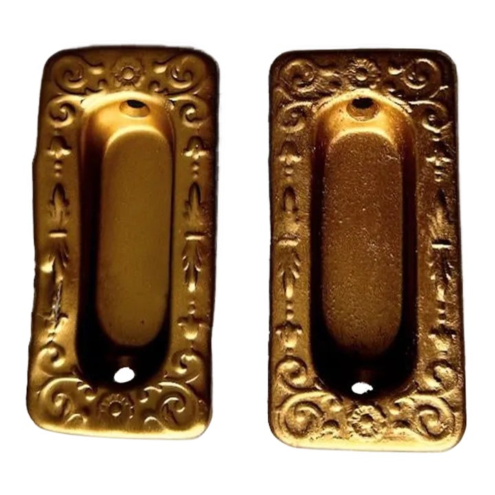 Antique Copper Recessed Door/Window Pulls - a Pair | Chairish