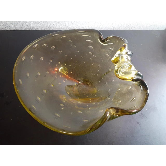 1980s 1980s Murano Italy Amber Glass Bullicante Sculptural Bowl For Sale - Image 5 of 12