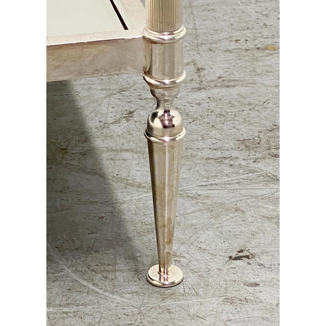 French Low Side or End Tables of Silvered Metal and Glass 'Individually Priced' For Sale - Image 10 of 13