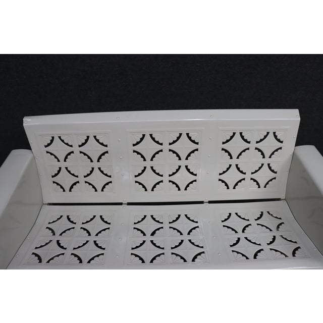 1950s Pie Crust Style Fully Restored White Metal Glider For Sale - Image 4 of 14