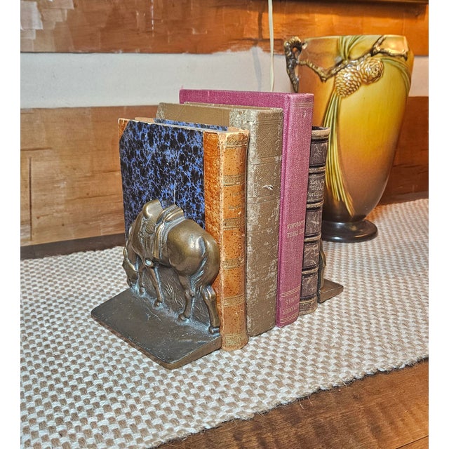 Pair of Vintage Mid-Century Bronze Equestrian Horse Bookends For Sale - Image 4 of 14