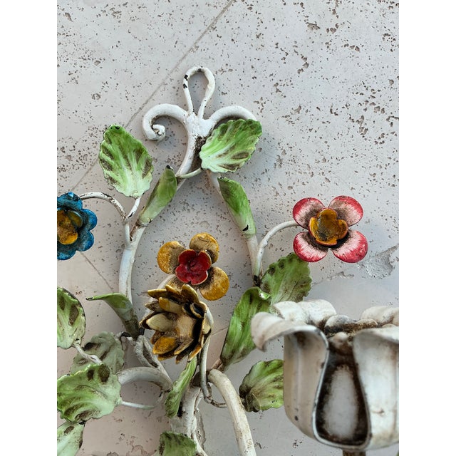Salvadori Firenze, Pair of Italian Tole Candle Scones For Sale - Image 10 of 12