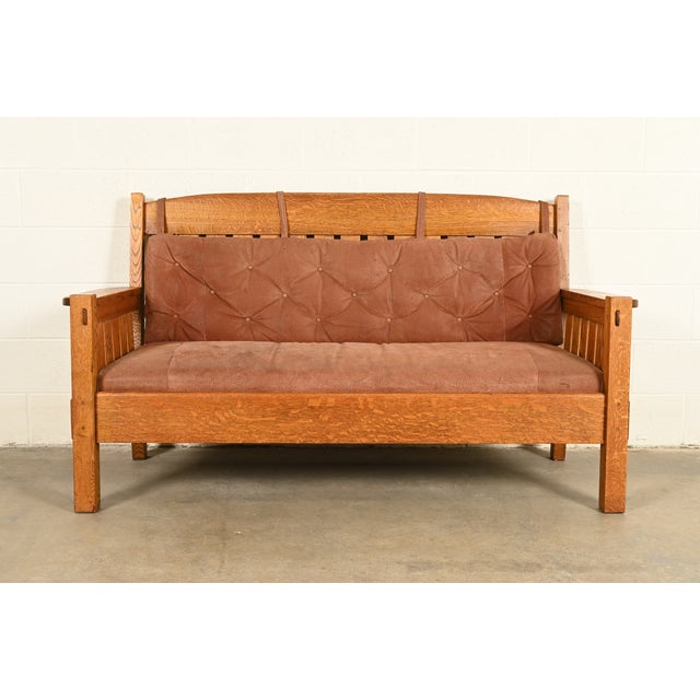 Harden Furniture Antique Mission Oak Arts & Crafts Settle Sofa or Bench, Circa 1910 For Sale - Image 13 of 13