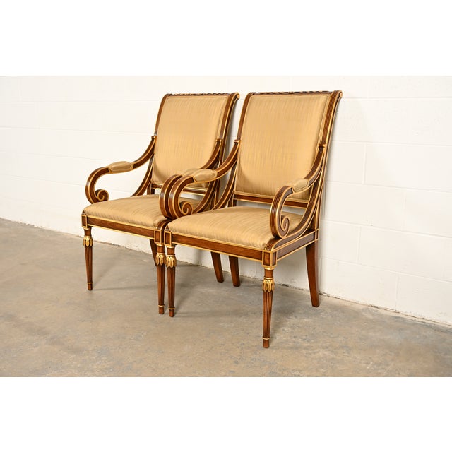 Karges French Regency Louis XVI Carved Walnut and Gold Gilt Armchairs | Pair For Sale - Image 15 of 15