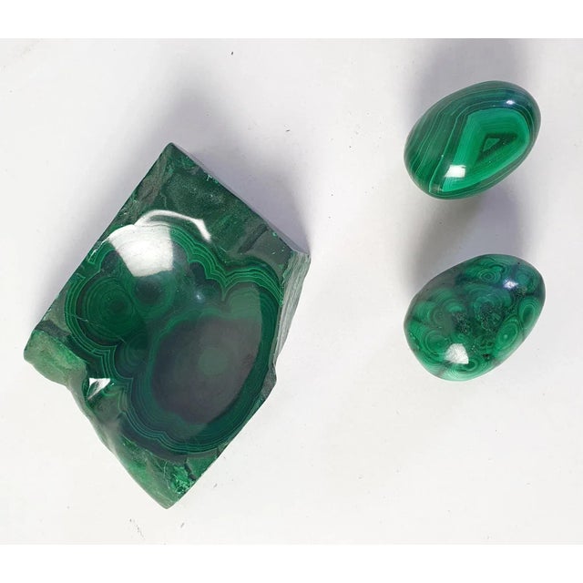 1980s Malachite Vide Poche and Eggs, Set of 3 For Sale - Image 5 of 6