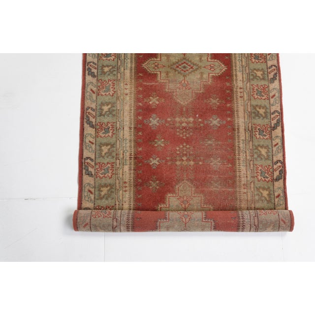 Red Vintage Turkish Oushak Runner For Sale - Image 8 of 10
