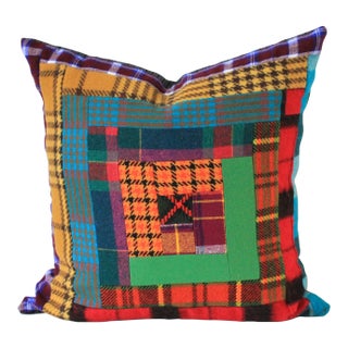Vintage Colorful Patchwork Pillow For Sale