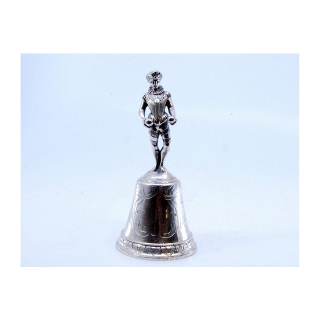 Silver Table Bell with Reliefs and Harlequin Figure, in Good conditions.