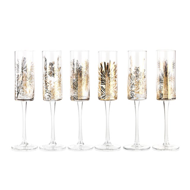 Contemporary Festivity Champagne Flutes, Set of 6 For Sale - Image 3 of 3
