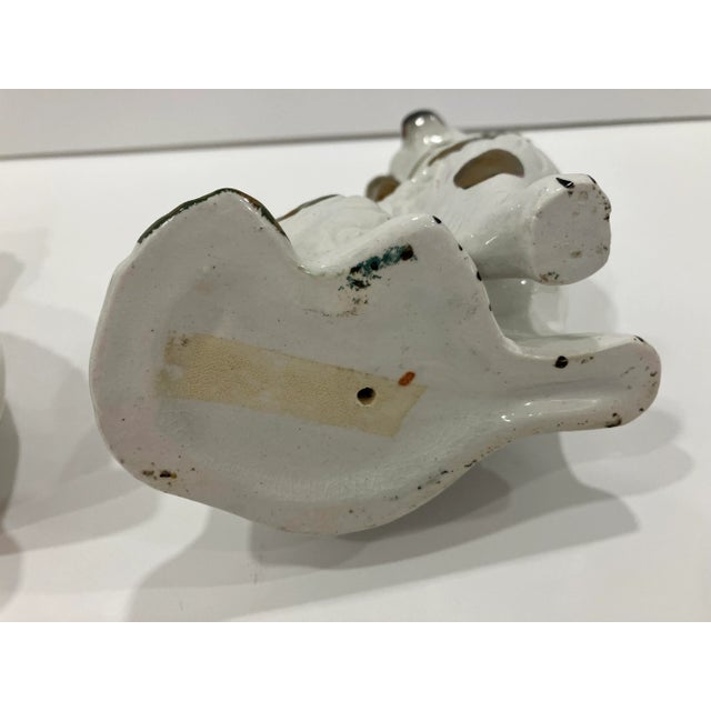 Ceramic Pair of Antique Copper Luster Staffordshire Spaniels For Sale - Image 7 of 9