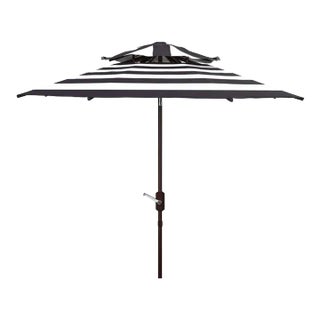 Outdoor Iris Fashion Line 9ft Double Top Umbrella - Navy/White For Sale