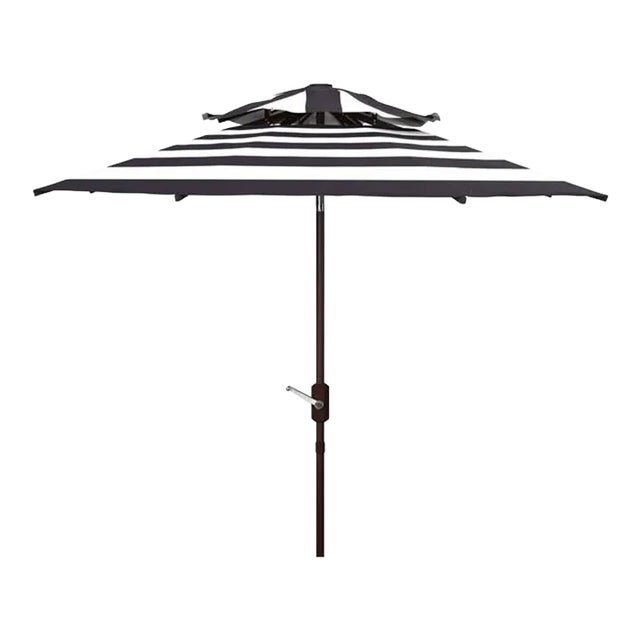Outdoor Iris Fashion Line 9ft Double Top Umbrella - Navy/White For Sale