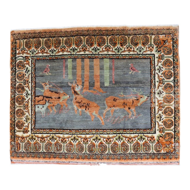 Early 20th Century Turkish Pictorial Rug - 3'3" x 4'2" For Sale