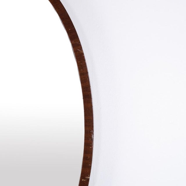 Wood Oval Mirror with Slim Dark Wood Frame, 20th Century For Sale - Image 7 of 8