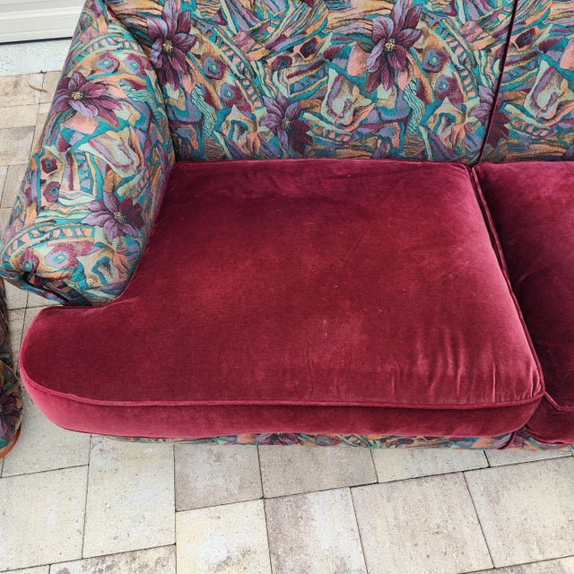 Blue Thayer Coggin French Art Nouveau Tropical Sofa For Sale - Image 8 of 12