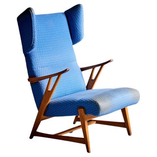 Italian Winged Highback Lounge Chair in the style of Carlo Molino, 1950s For Sale