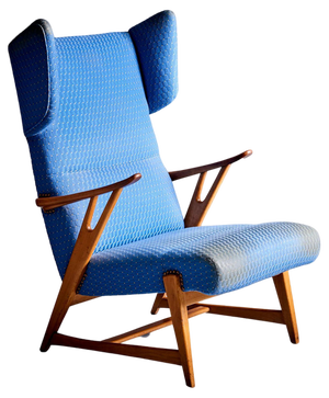 Italian Winged Highback Lounge Chair in the style of Carlo Molino, 1950s