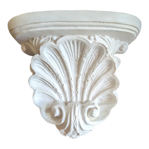 Vintage Neoclassical Revival Rocaille Shell Plaster Wall Bracket Shelf